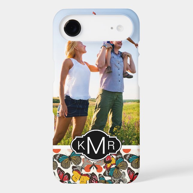 Custom Photo & Monogram Retro floral pattern 7 Case-Mate iPhone Case (Back)