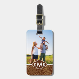 Custom Photo & Monogram Retro mandala pattern Luggage Tag