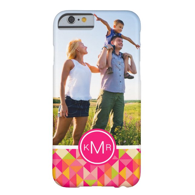 Custom Photo & Monogram Triangles pattern Case-Mate iPhone Case (Back)