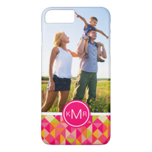Custom Photo & Monogram Triangles pattern iPhone 8 Plus/7 Plus Case