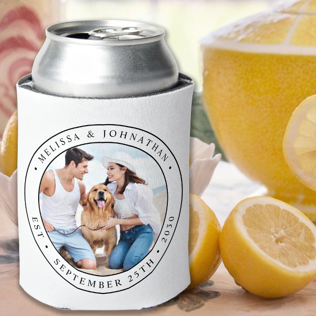 Custom Photo Monogram Wedding Can Cooler (Creator Uploaded)
