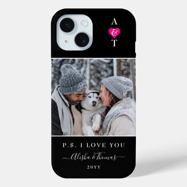 Custom Photo & Monogram Wedding/Engagement Case-Mate iPhone Case (Back)