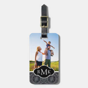 Custom Photo & Monogram Wind Rose Compass Pattern Luggage Tag