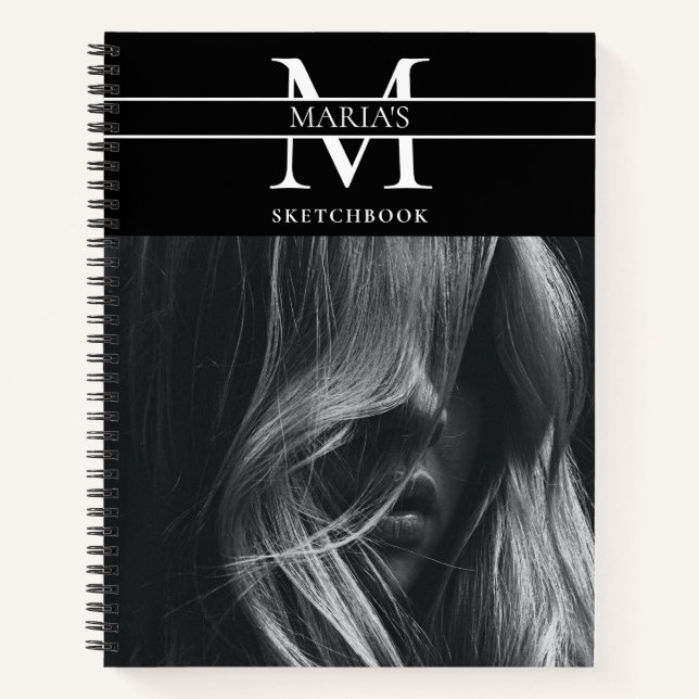 Custom Photo Monogrammed Artist Sketchbook Notebook (Front)