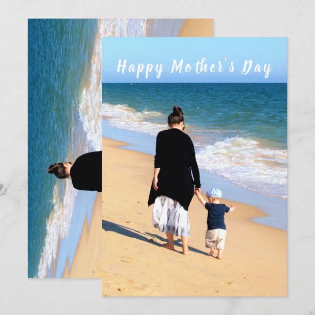 Custom Photo Mother's Day Card Your Photos Text (Front/Back)