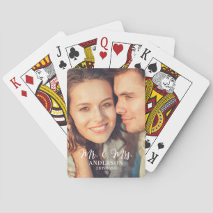 Custom Photo Mr. and Mrs. Newlyweds Playing Cards