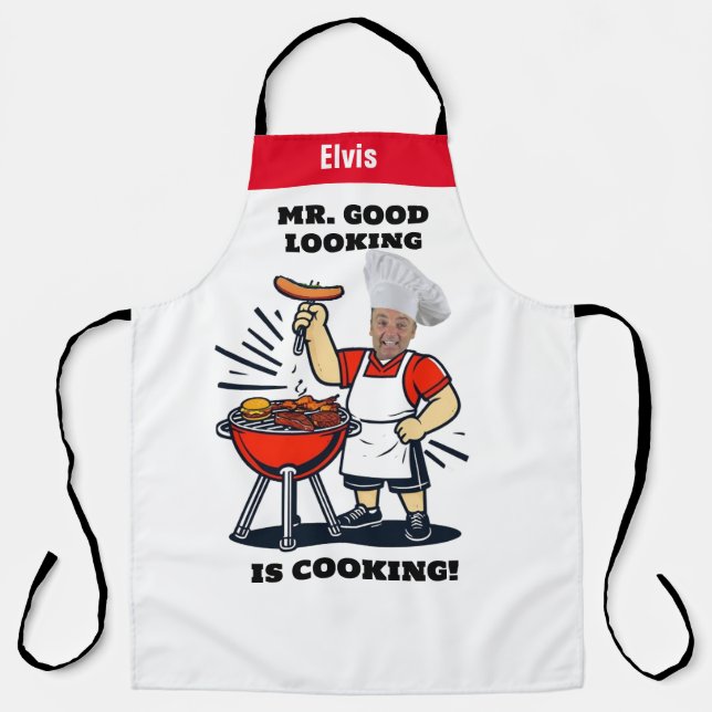 Custom Photo Mr. Good Lookin' Is Cookin' -  Apron (Front)