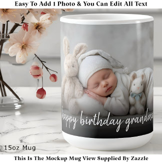 Custom Photo Mug Grandma, Modern One Photo Easy