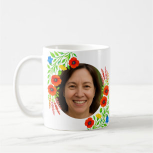 Custom Photo Mug with Floral Design Gift For Mum