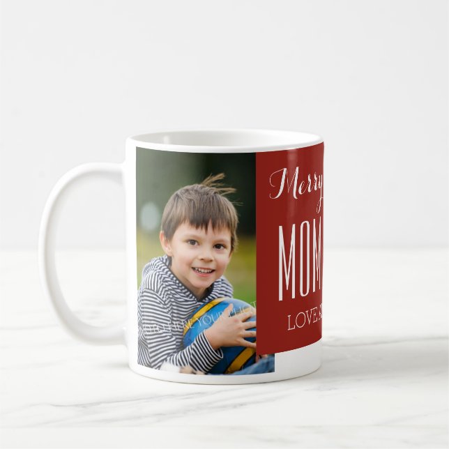 Custom Photo Mum & Dad Christmas Mug Red (Left)
