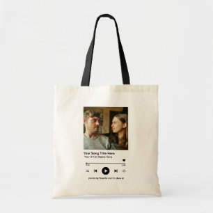 Custom Photo Music Player Personalised Song Gift Tote Bag