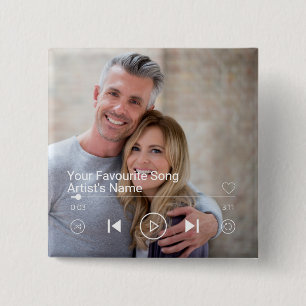 Custom Photo & Music Playlist 15 Cm Square Badge