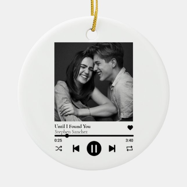 Custom Photo Music Playlist Ceramic Ornament (Front)