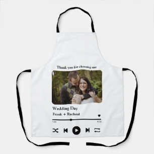 Custom photo music song playlist for couples apron