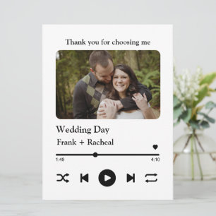 Custom photo music song playlist for couples card