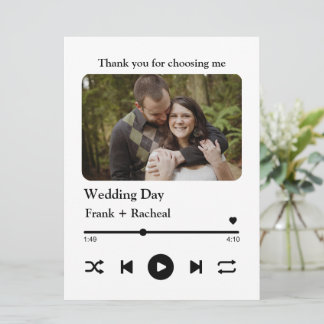 Custom photo music song playlist for couples card