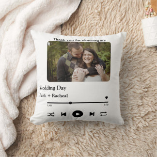 Custom photo music song playlist for couples cushion