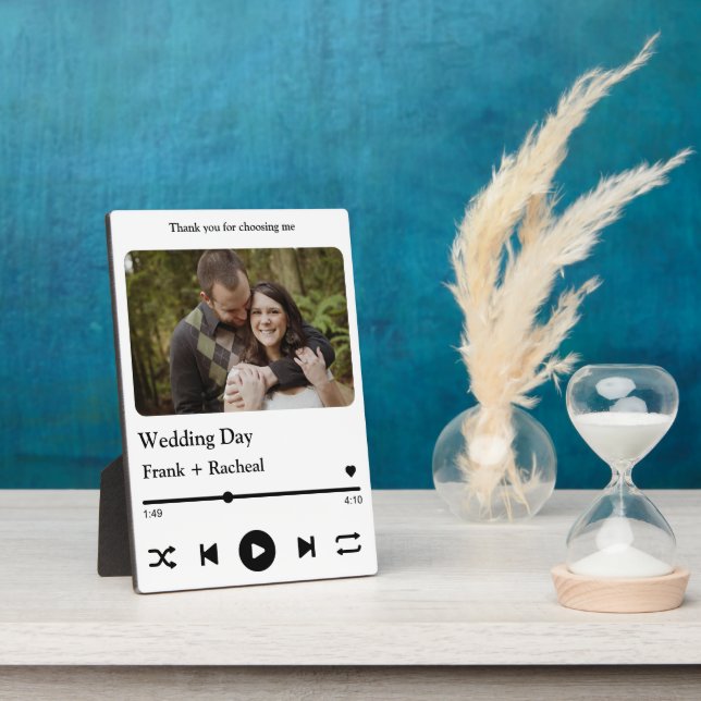 Custom photo music song playlist for couples plaque (Side)