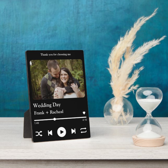 Custom photo music song playlist for couples plaque (Side)