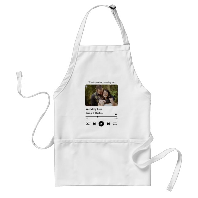 Custom photo music song playlist for couples standard apron (Front)