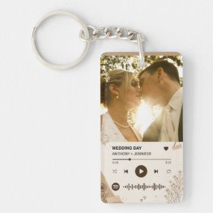 Custom Photo Music Wildflower Wedding Day Gift Key Ring
