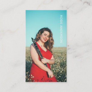 Custom Photo Musician QR Code Black&White Business Card