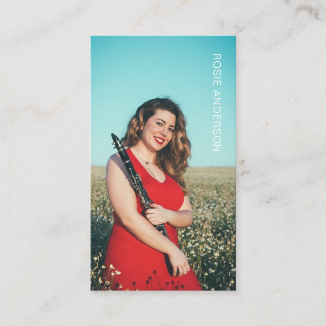 Custom Photo Musician QR Code Blush Pink Business Card (Front)