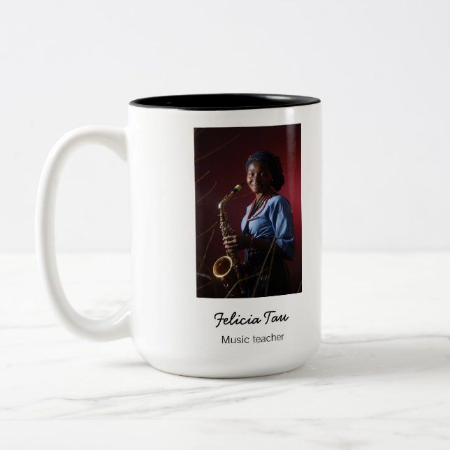 Custom photo musician white Two-Tone coffee mug (Left)