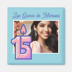 Custom Photo Name 15th Birthday Girl Quinceañera Magnet