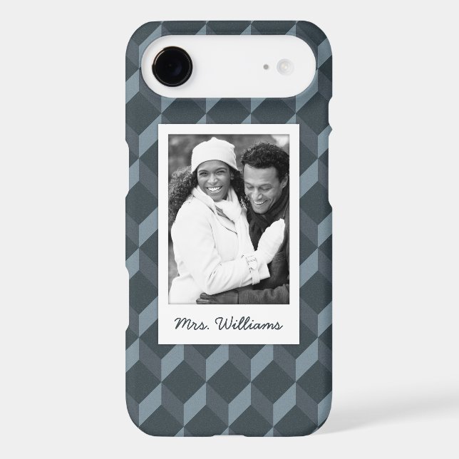 Custom Photo & Name Abstract Geometric Pattern Case-Mate iPhone Case (Back)