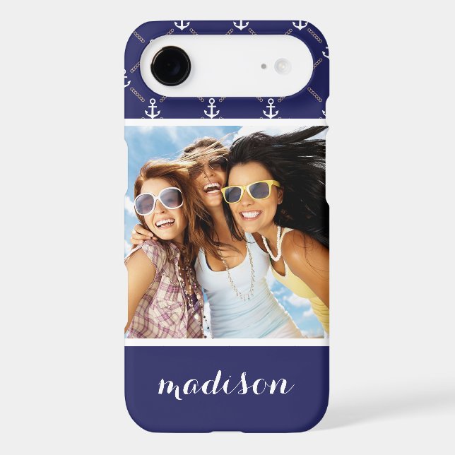 Custom Photo & Name Anchor pattern Case-Mate iPhone Case (Back)