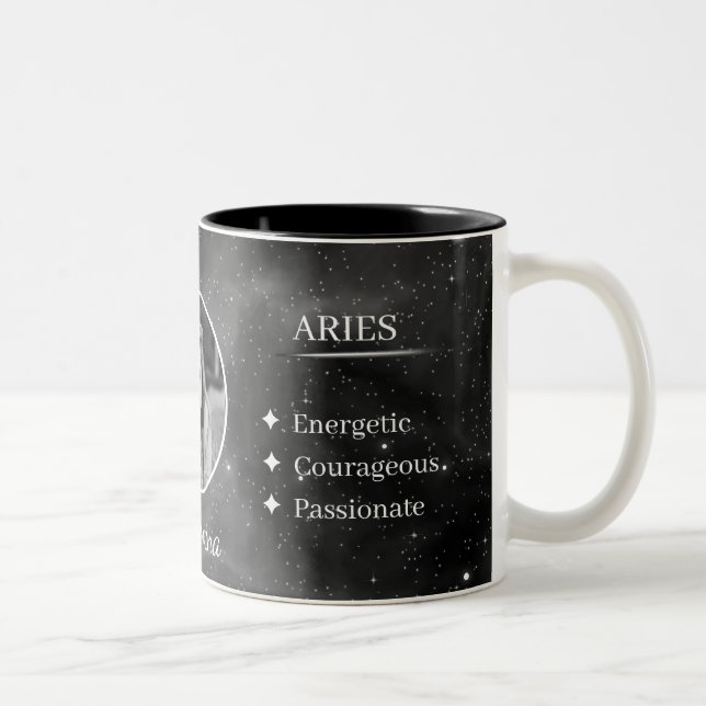 Custom Photo & Name Aries Zodiac Coffee Mug (Right)