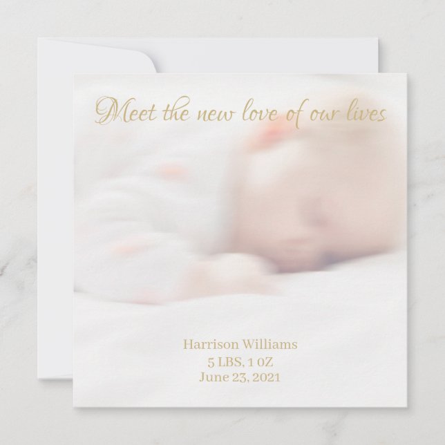 Custom photo, name Baby Birth Announcement Card (Front)