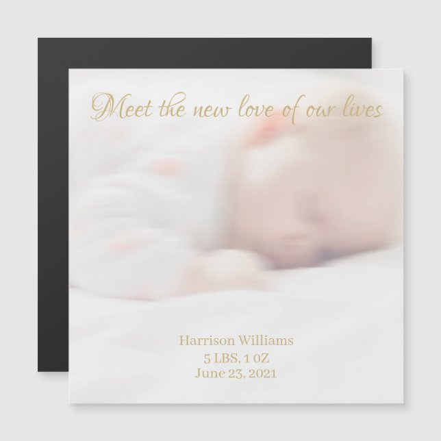 Custom photo, name Baby Birth Announcement magnet (Front/Back)