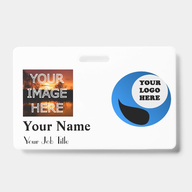 Custom Photo Name Badge Template ID Badge (Front)