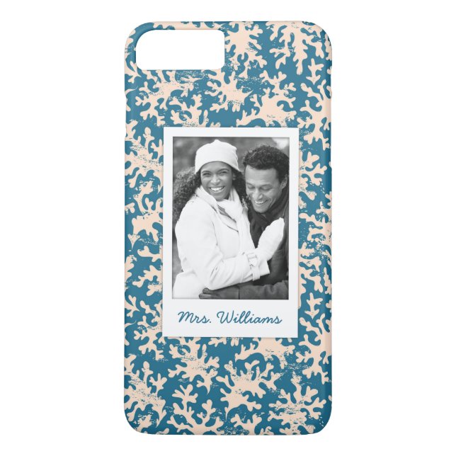 Custom Photo & Name Beautiful Coral Pattern Case-Mate iPhone Case (Back)