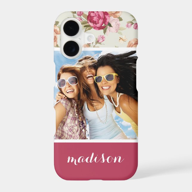 Custom Photo & Name Beautiful Peony Pattern (Back)