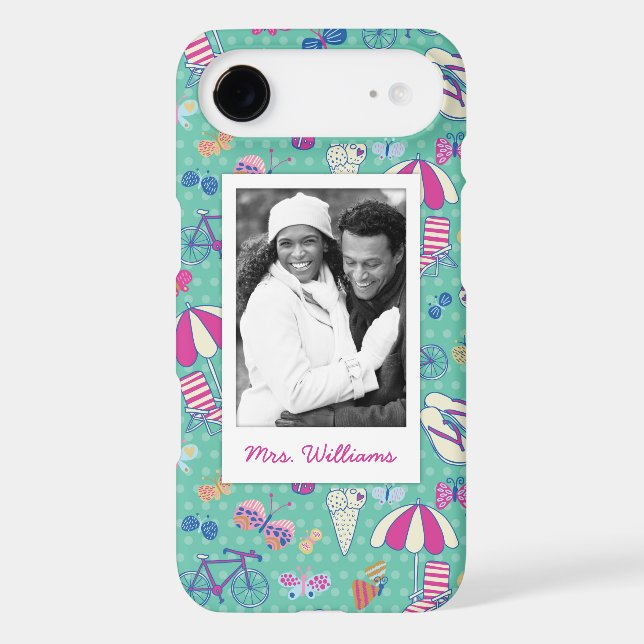 Custom Photo & Name Beautiful Summer Pattern Case-Mate iPhone Case (Back)