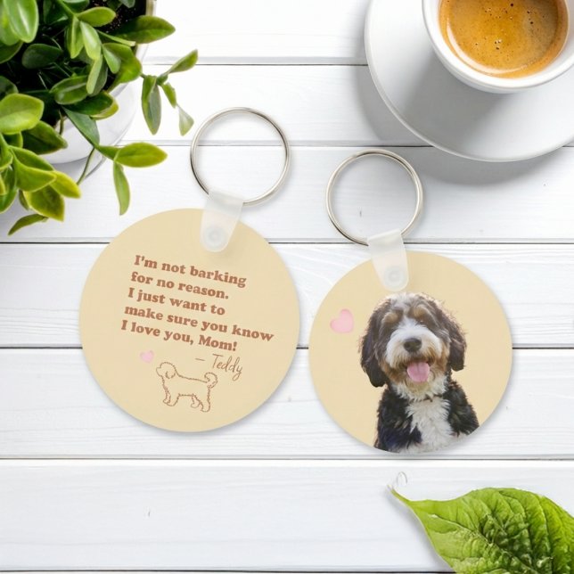 Custom Photo & Name Bernedoodle Mum Keychain Gift (Creator Uploaded)
