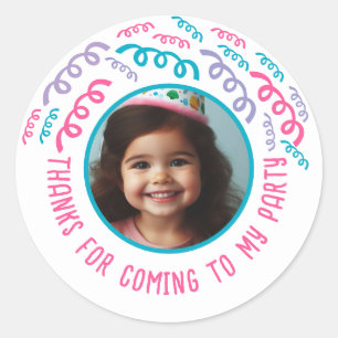 Custom Photo Name Birthday Thank You Favours Classic Round Sticker