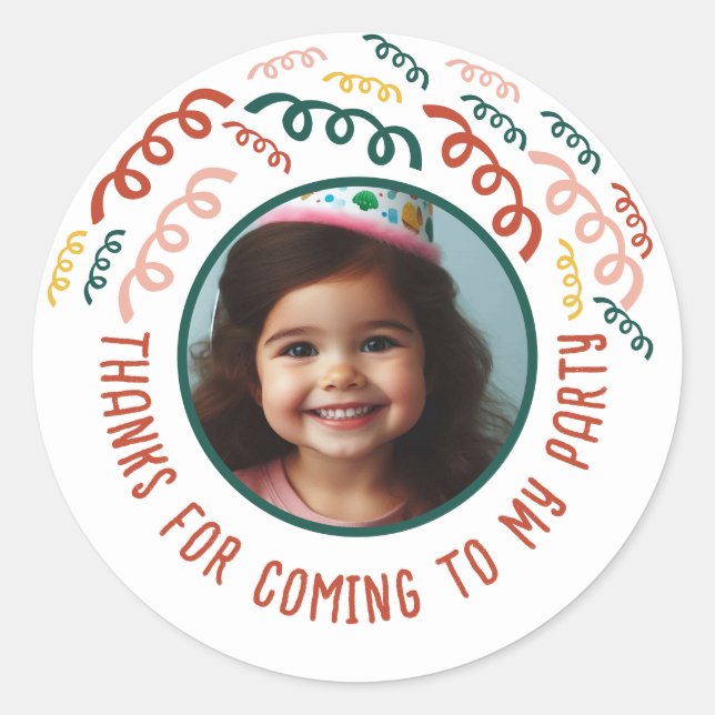 Custom Photo Name Birthday Thank You Favours  Classic Round Sticker (Front)