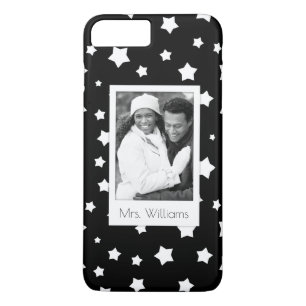 Custom Photo & Name Black and white stars pattern iPhone 8 Plus/7 Plus Case
