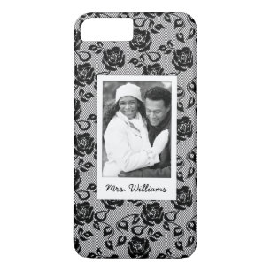 Custom Photo & Name Black lace pattern iPhone 8 Plus/7 Plus Case