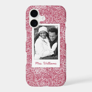 Custom Photo & Name Blue lace flowers pattern