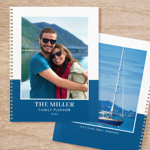 Custom Photo Name Blue Modern Planner