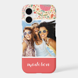 Custom Photo & Name Bright floral pattern