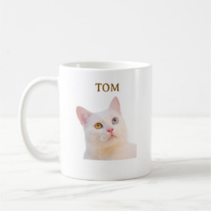 Custom Photo & Name Cat Portrait Coffee Mug
