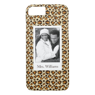 Custom Photo & Name Cheetah skin pattern iPhone 8/7 Case