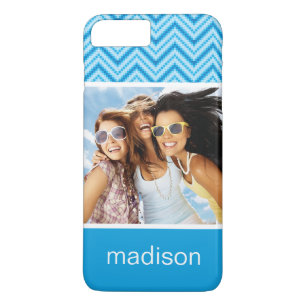 Custom Photo & Name Chevron Pattern Background iPhone 8 Plus/7 Plus Case