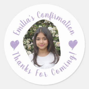 Custom Photo Name Confirmation Thank You Favours Classic Round Sticker